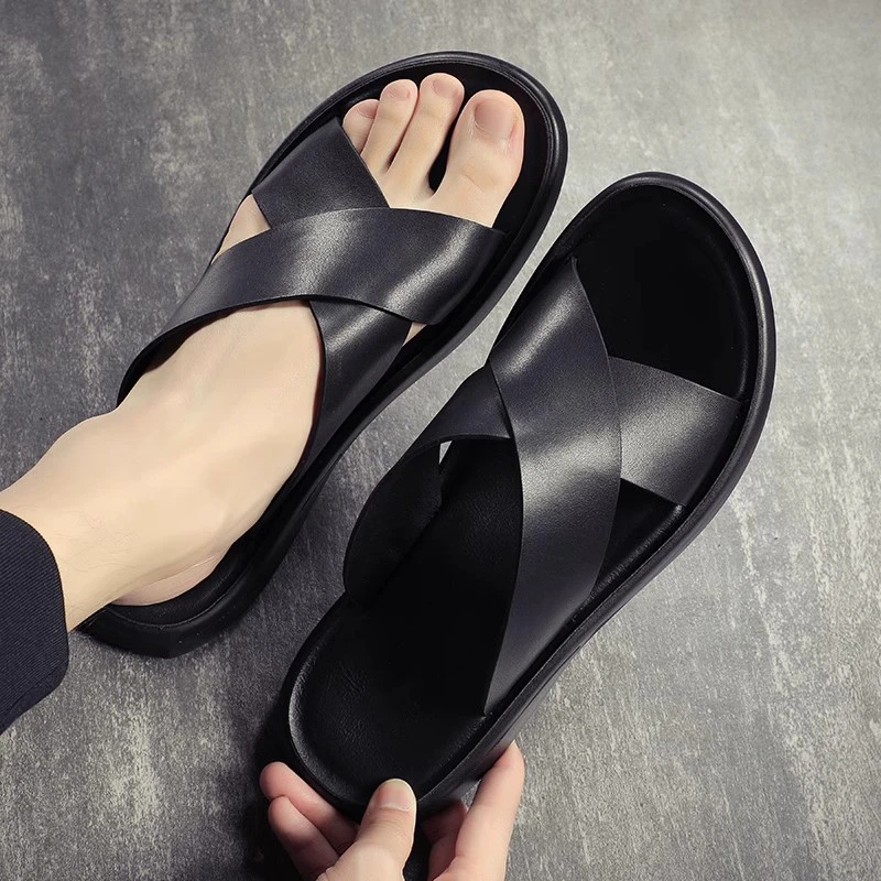 潮牌大码拖鞋男2024年夏季新款外穿防滑耐磨防水乳胶沙滩凉拖鞋男