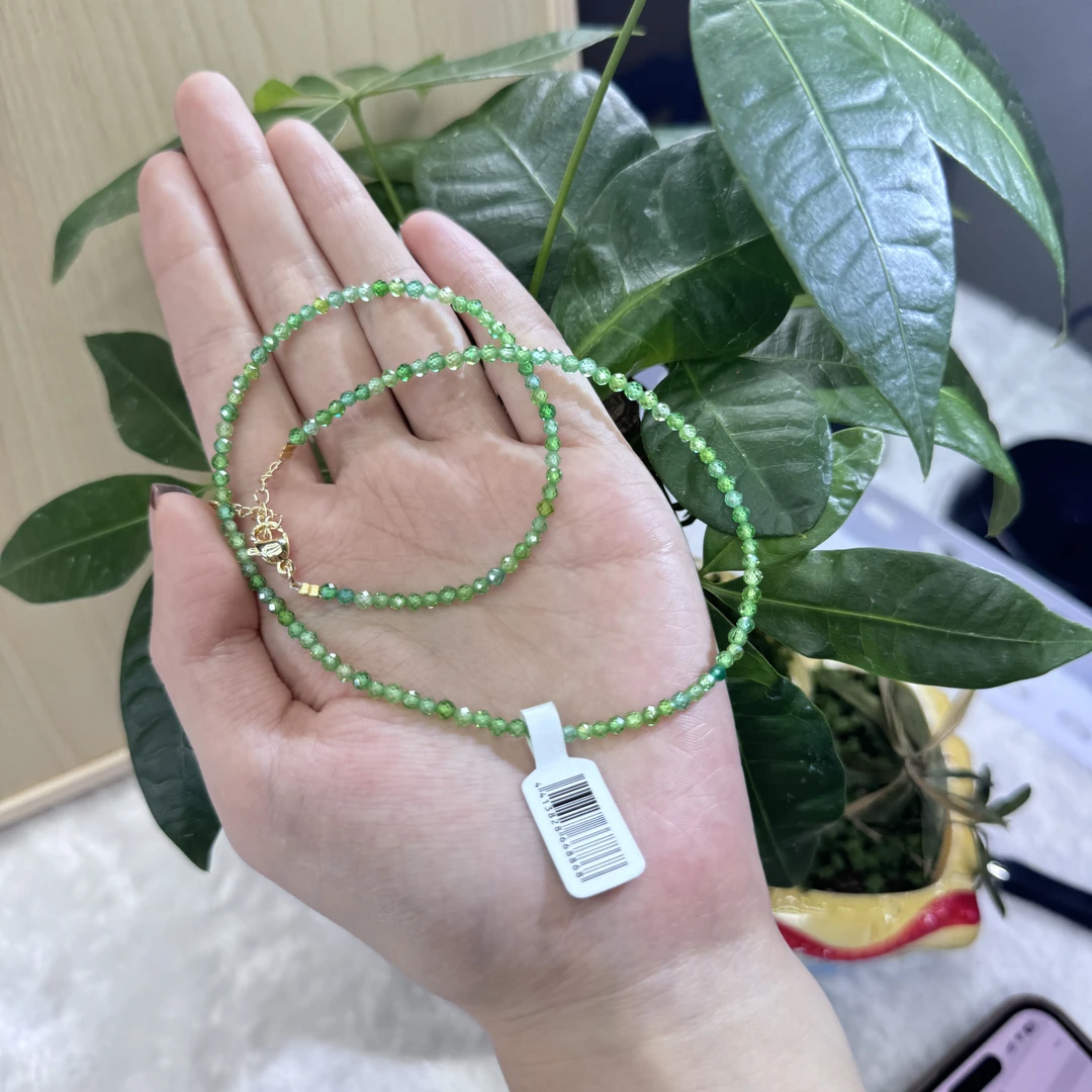 【诗颜珠宝】B稀有色精品火彩刻面绿钻项链诗颜珠宝SYZB93