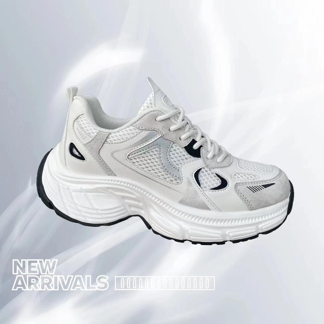 加肥加宽ins大码女鞋厚底休闲百搭运动鞋缓震减压网面透气老爹鞋