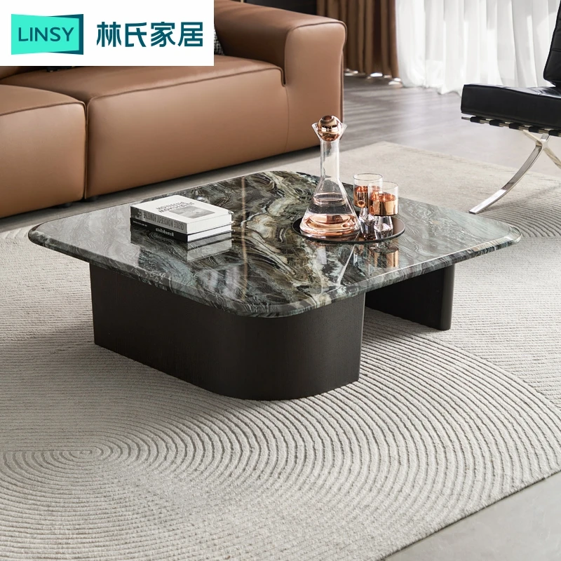 【严选】林氏家居轻奢现代高级感大理石茶几客厅家用小桌子LS403