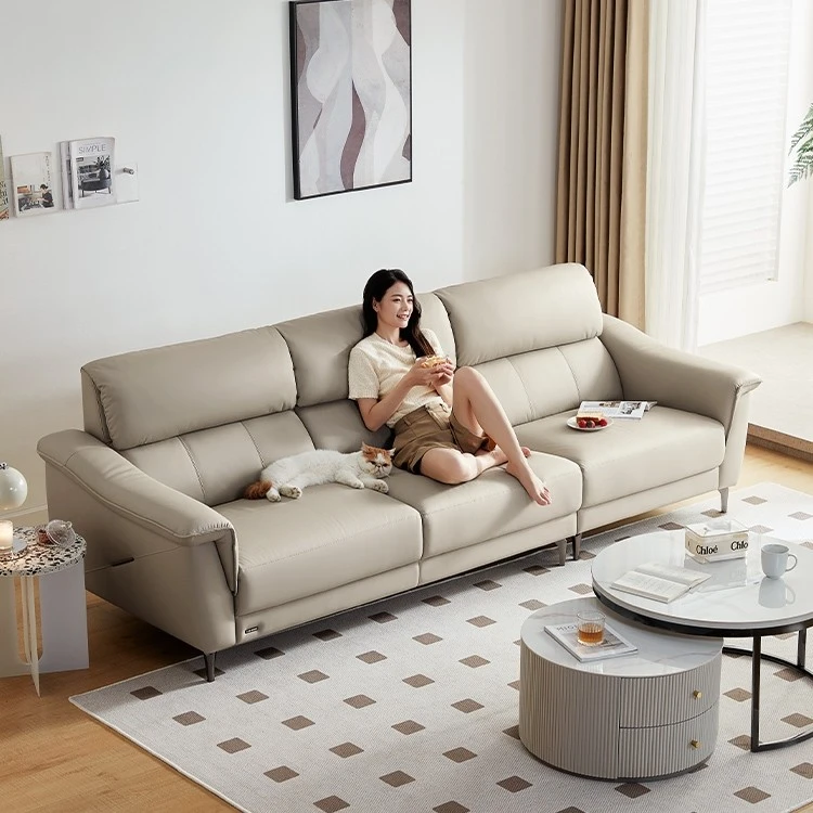 【严选】林氏家居现代简约直排真皮沙发客厅功能皮质PS180 ZH