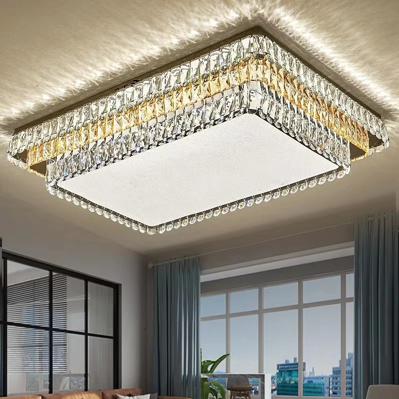 2025年最新款轻奢客厅水晶吸顶灯大气现代简约流行卧室长方形大厅