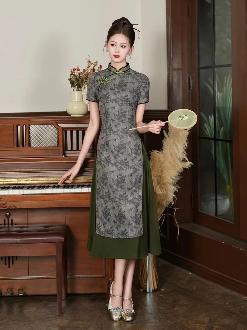 【梵喜】司藤-中国风旗袍显瘦夏季中长款优雅旗袍印花改良款旗袍