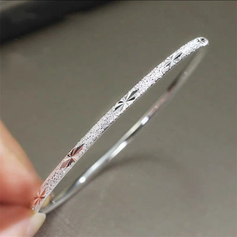 足银手镯 足银手镯满天星闭口细圈手镯单只