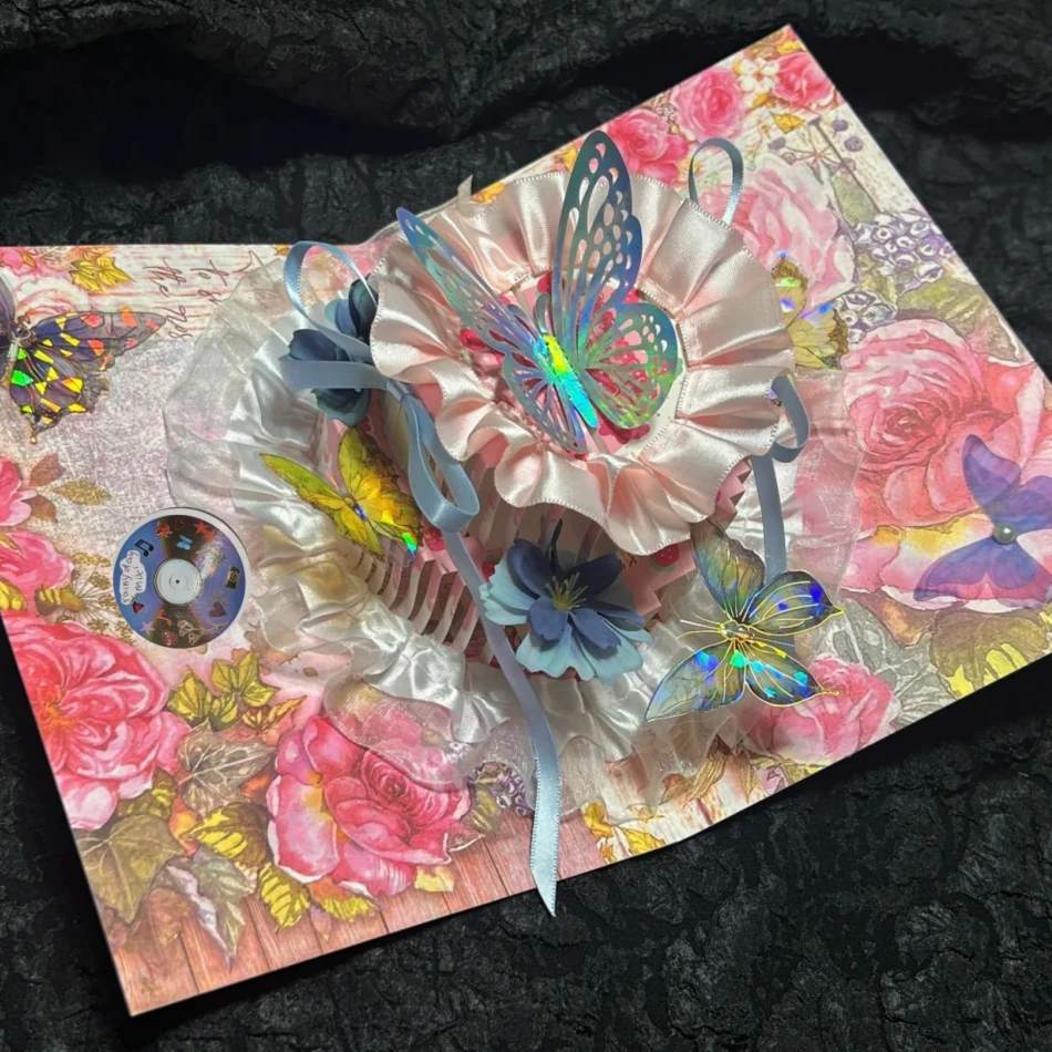 蛋糕立体书机关diy手工NFC芯片音乐贺卡生日礼物送女生闺蜜公主风
