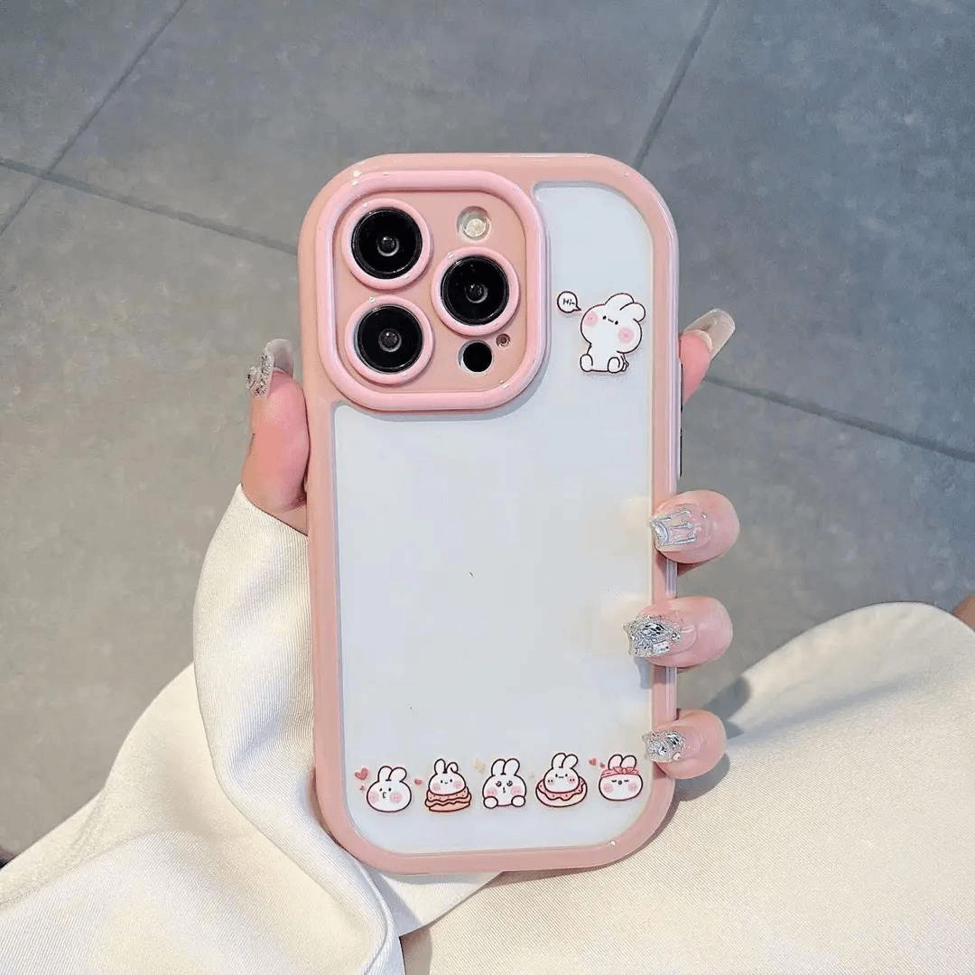卡通小兔子苹果15手机壳iPhone13女11/12promax情侣xr小众xs新款