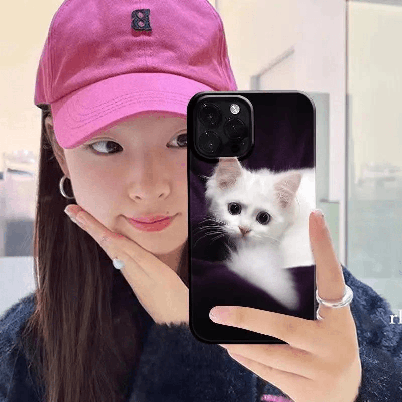 可爱白猫适用苹果14promax手机壳iPhone13简约11防摔12软15新7/8p