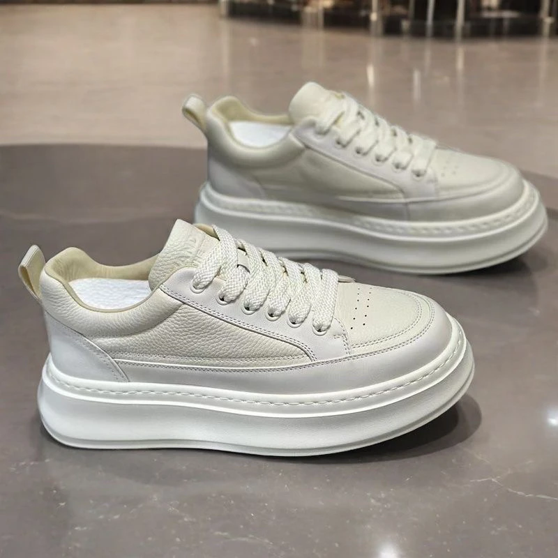 男鞋休闲板鞋小白鞋男款春夏季男士男生真皮超轻透气厚底潮流新款