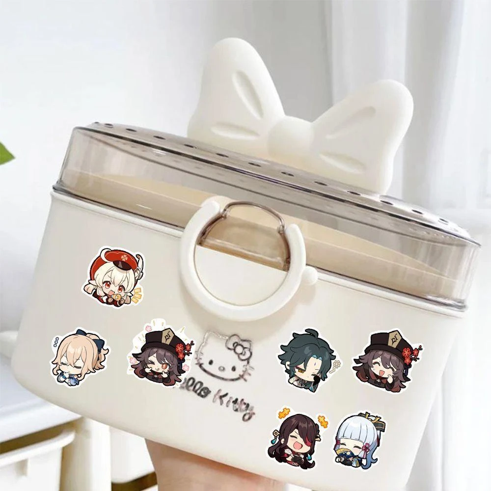 228张爆款Q版原神贴画ins可爱胡桃可莉diy手机壳电脑自粘贴纸防水