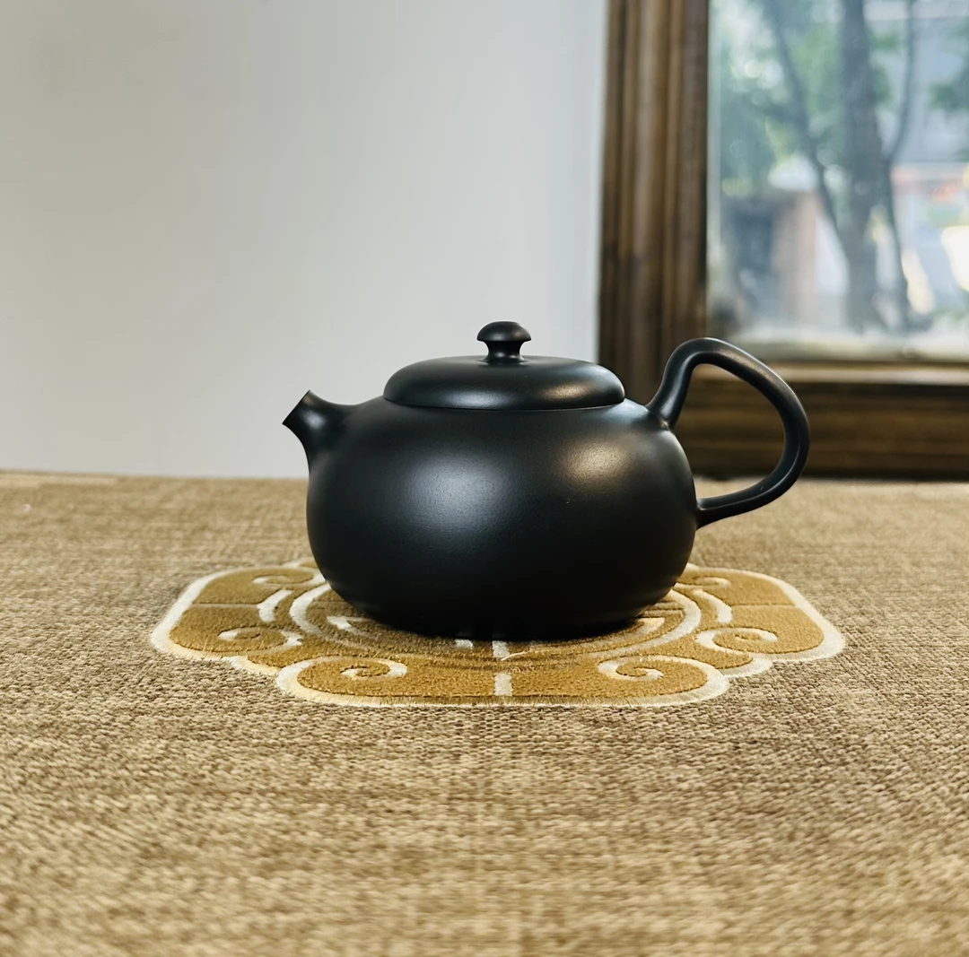 茶具茶壶建水紫陶李云宇175cc黑色素提把壶