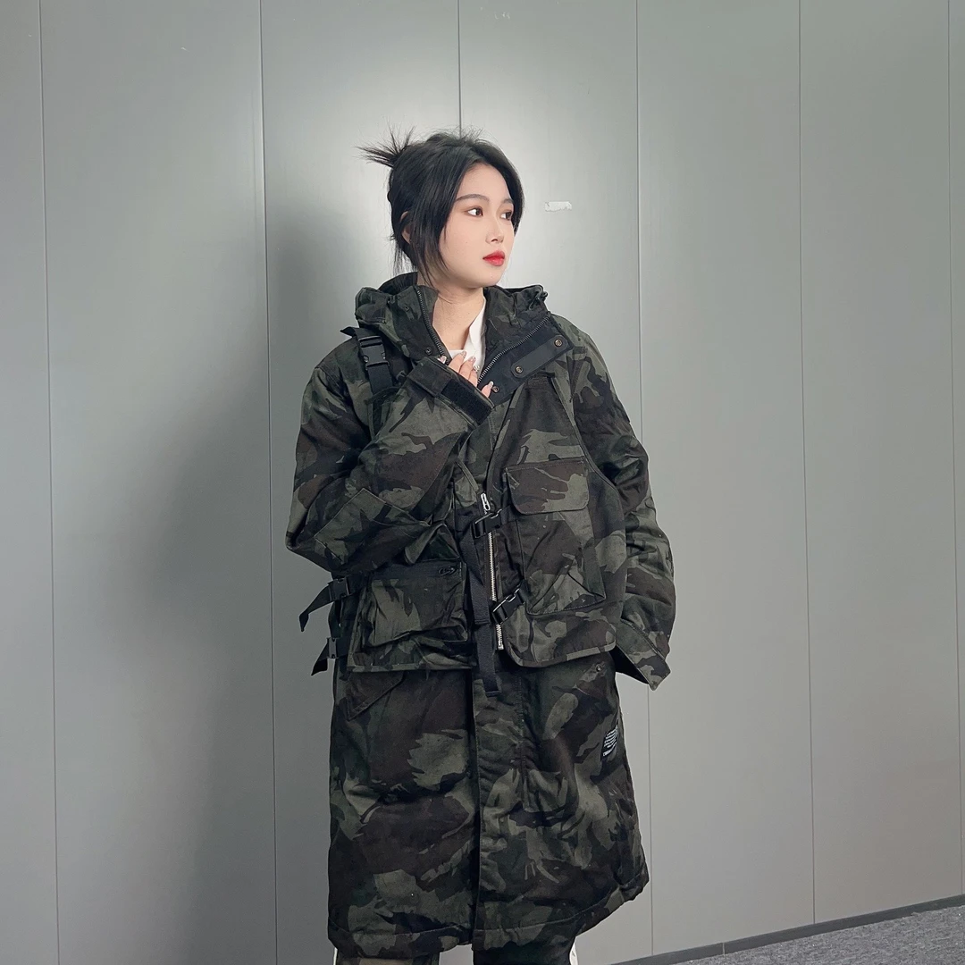 PDJA94901M-951男士秋冬时尚中长款风衣冬季迷彩休闲连帽保暖外套