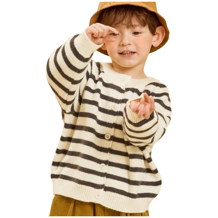 【现货清仓】外欧春季开衫儿童条纹针织外套 开衫韩版长袖时尚春秋