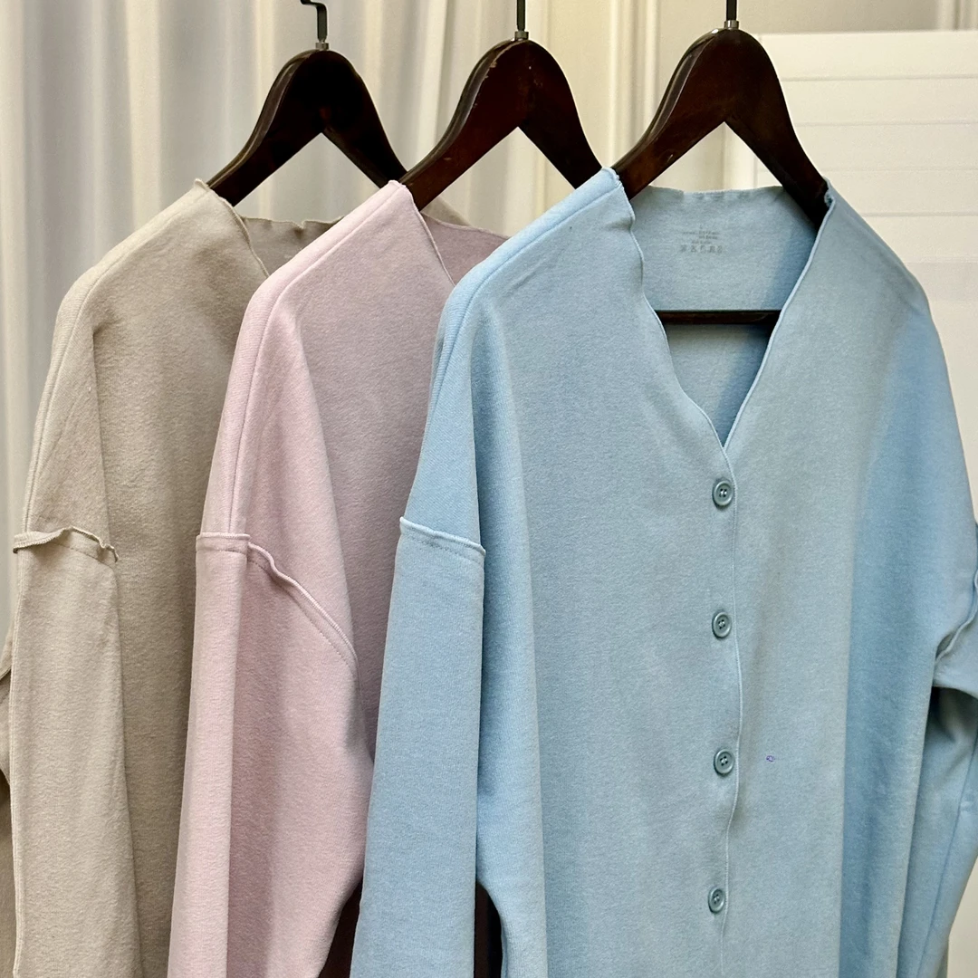 热卡绒 木耳边开衫家居服睡衣套装 三色可选