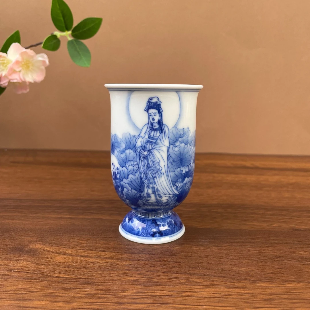 【晓竹窑】童子拜观音闻香本手工手绘景德镇茶具容量100毫升