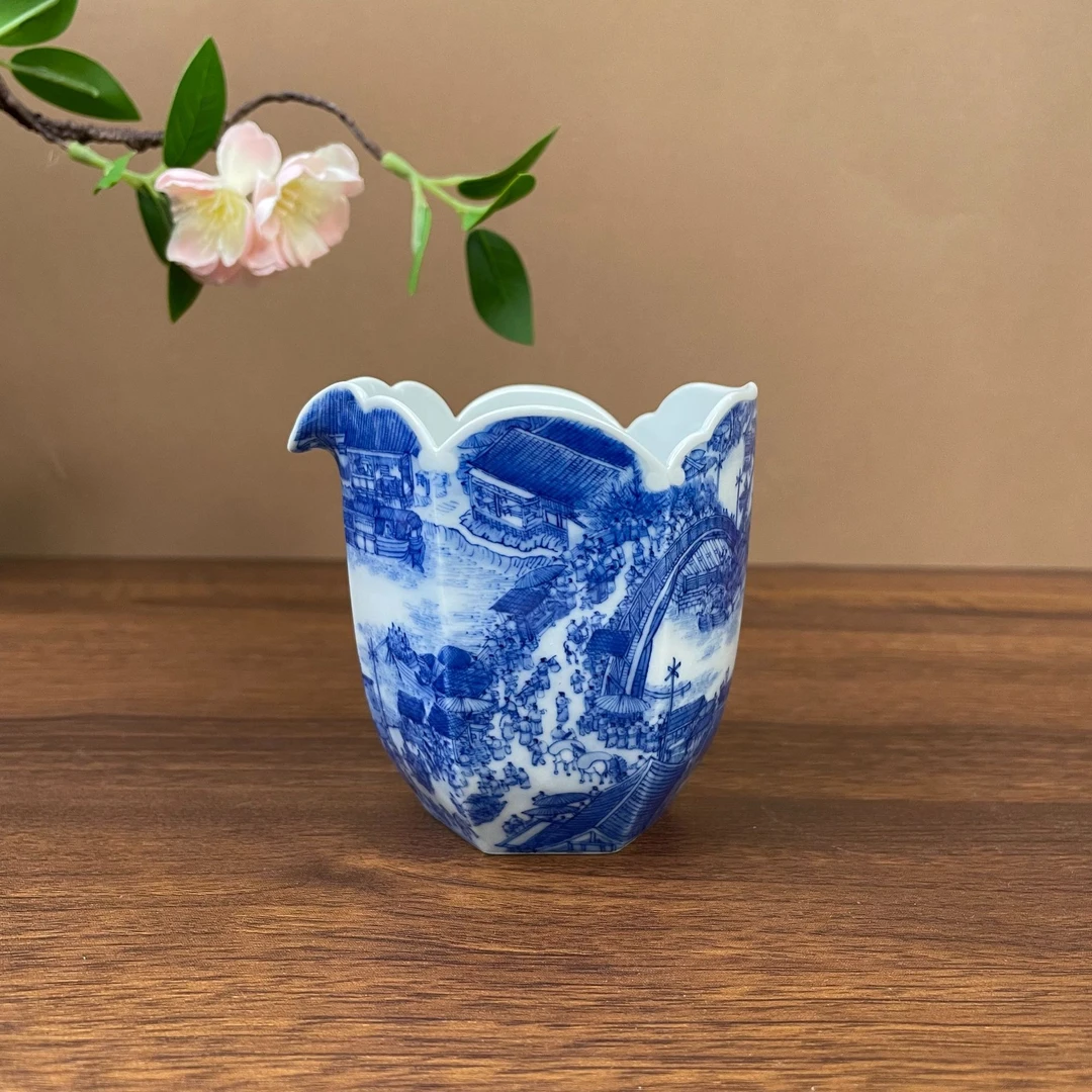 【九茗珍藏】欧阳娇重工清明上河图山水公道杯手工景德镇容量180