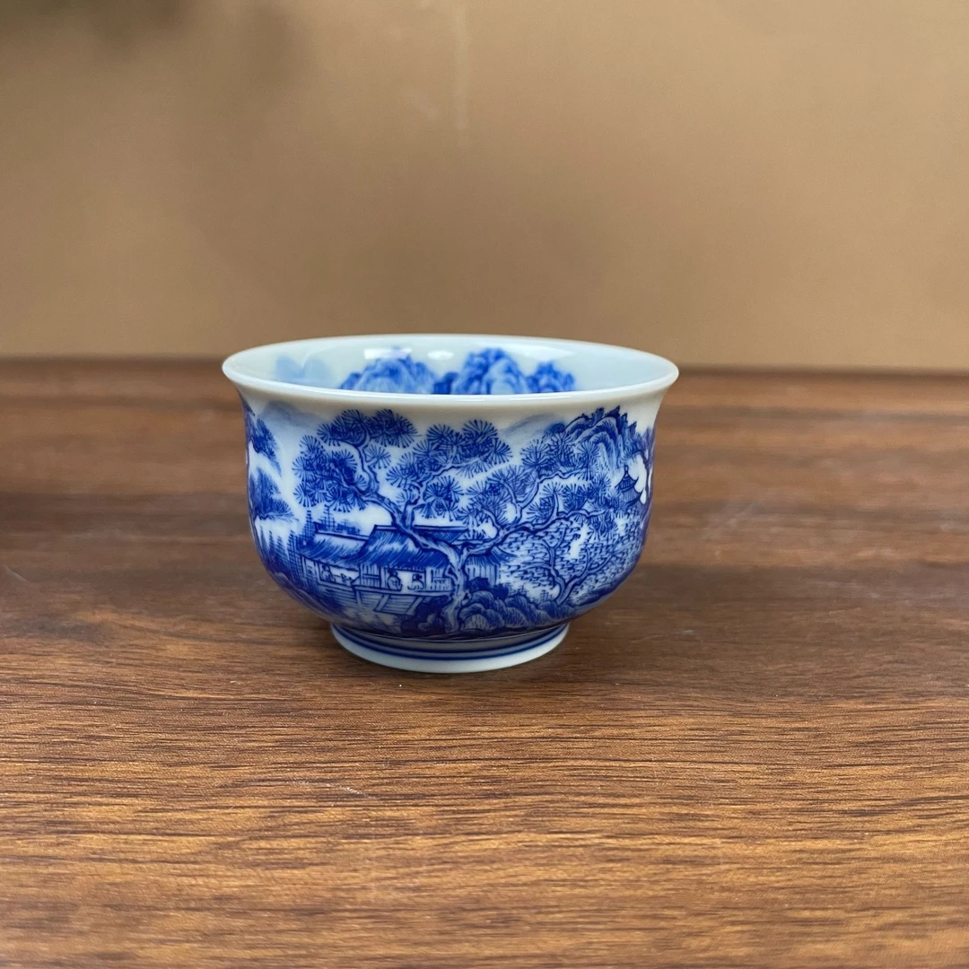 【九茗珍藏】山水炉式杯 手工手绘 景德镇茶具 容量80毫升