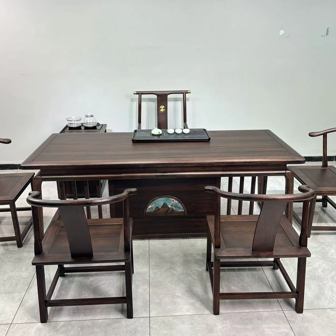 （专属专拍）链接干泡桌茶桌椅组合乌金木新中式茶桌椅家用办公