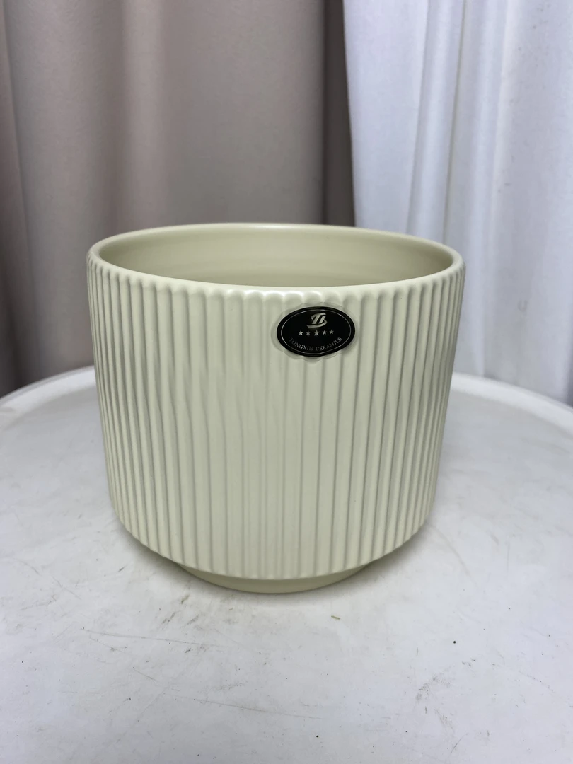 柠檬黄竖纹陶瓷盆  高温烧制  颜色随机发货