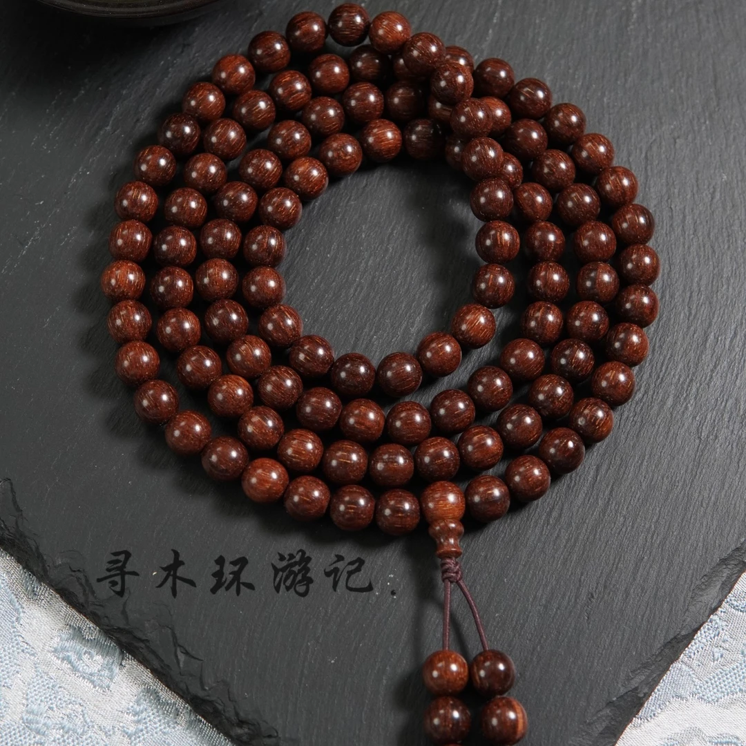 天然全玉化巴布亚血月星空贡木8mm圆珠108颗素圈手串