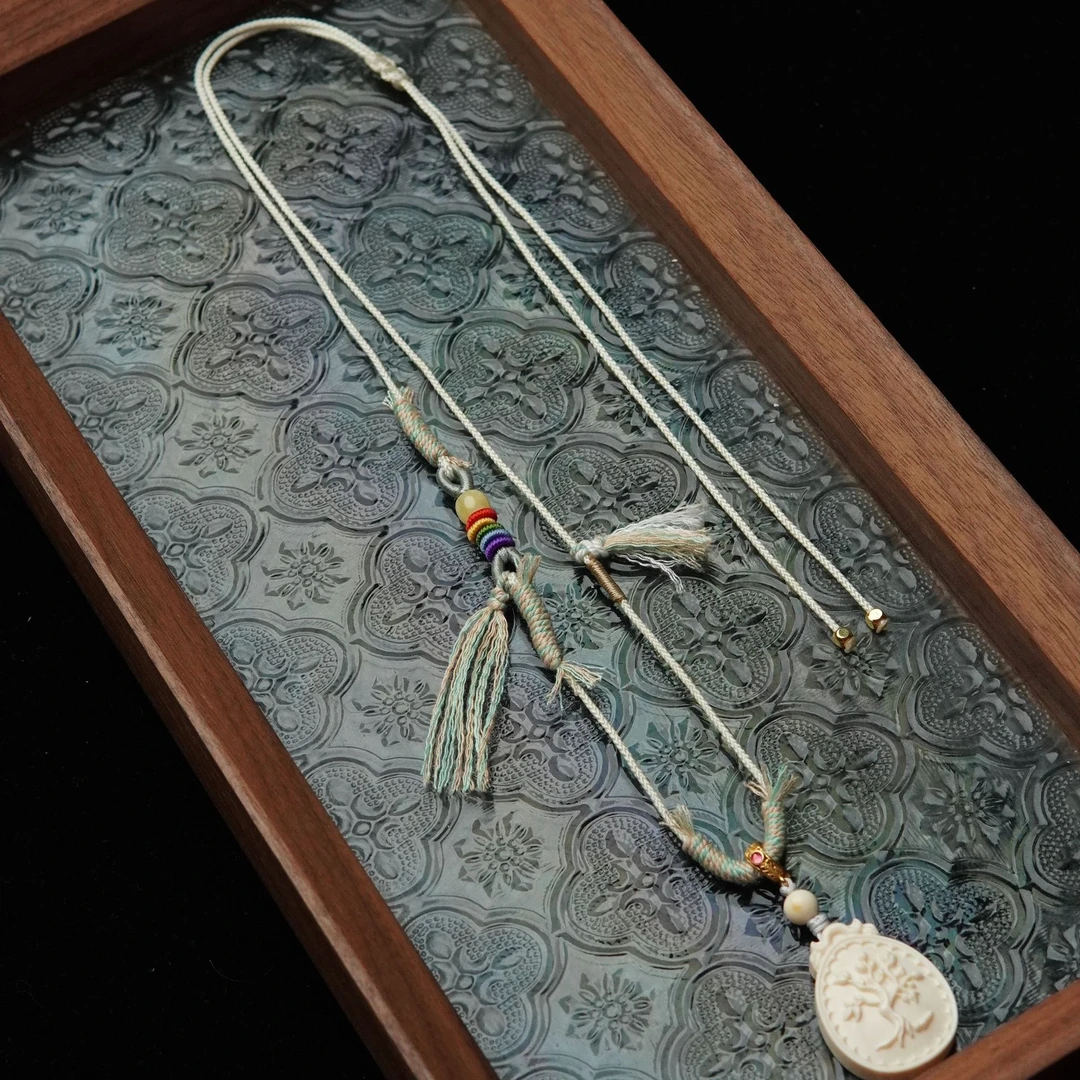 寻梦环游记 周年吊坠 天然猛犸牙雕刻吉他大树22*29*7mm