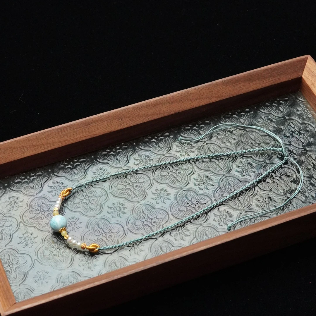 海底两万里 天然海纹石12mm顶珠项链