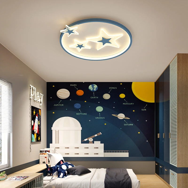 儿童房灯亮星星全光谱护眼主卧吸顶灯现代男女孩卧室灯个性房间灯