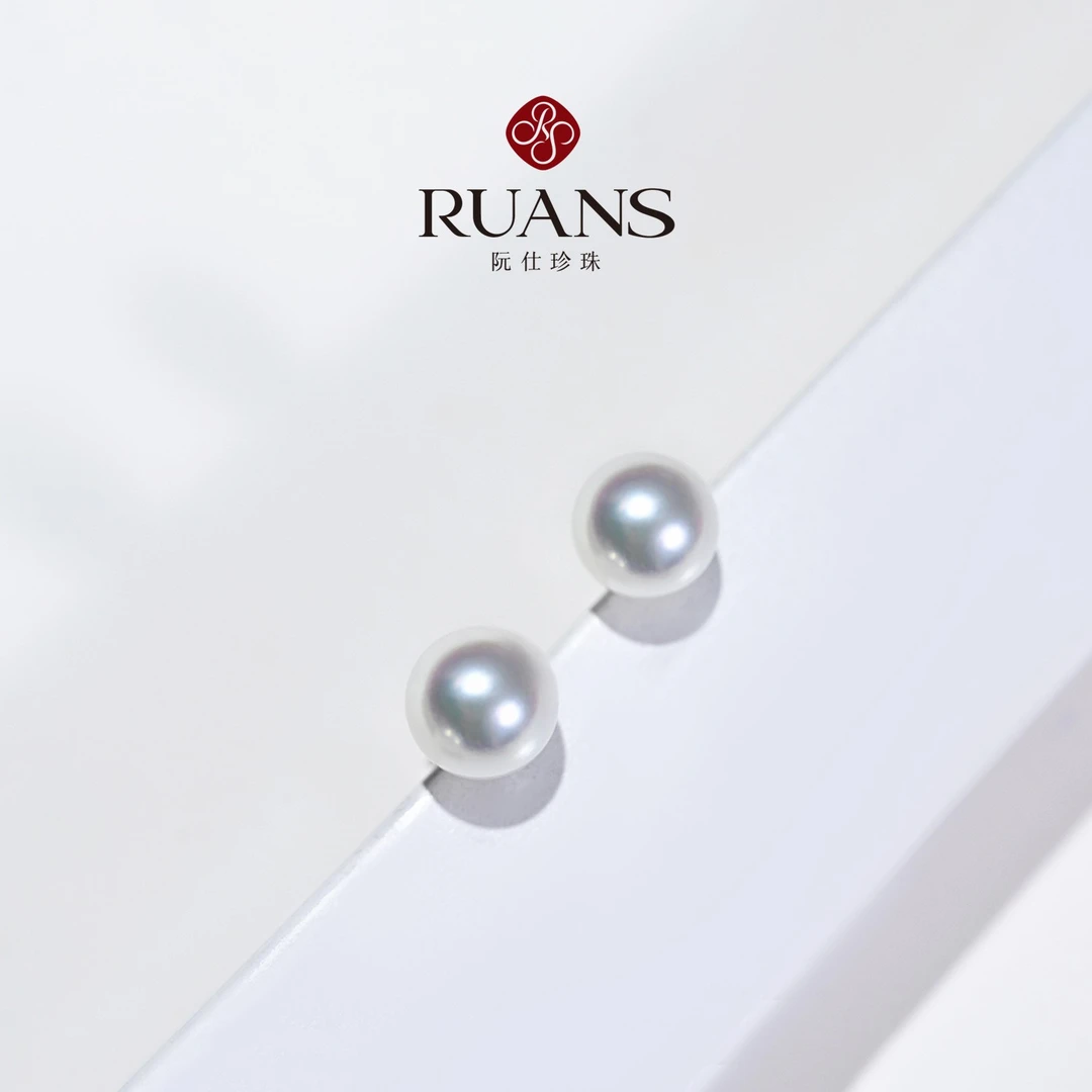 海水akoya珍珠8-9mm耳钉RSAE02028W气质时尚百搭简约强光精致镶嵌