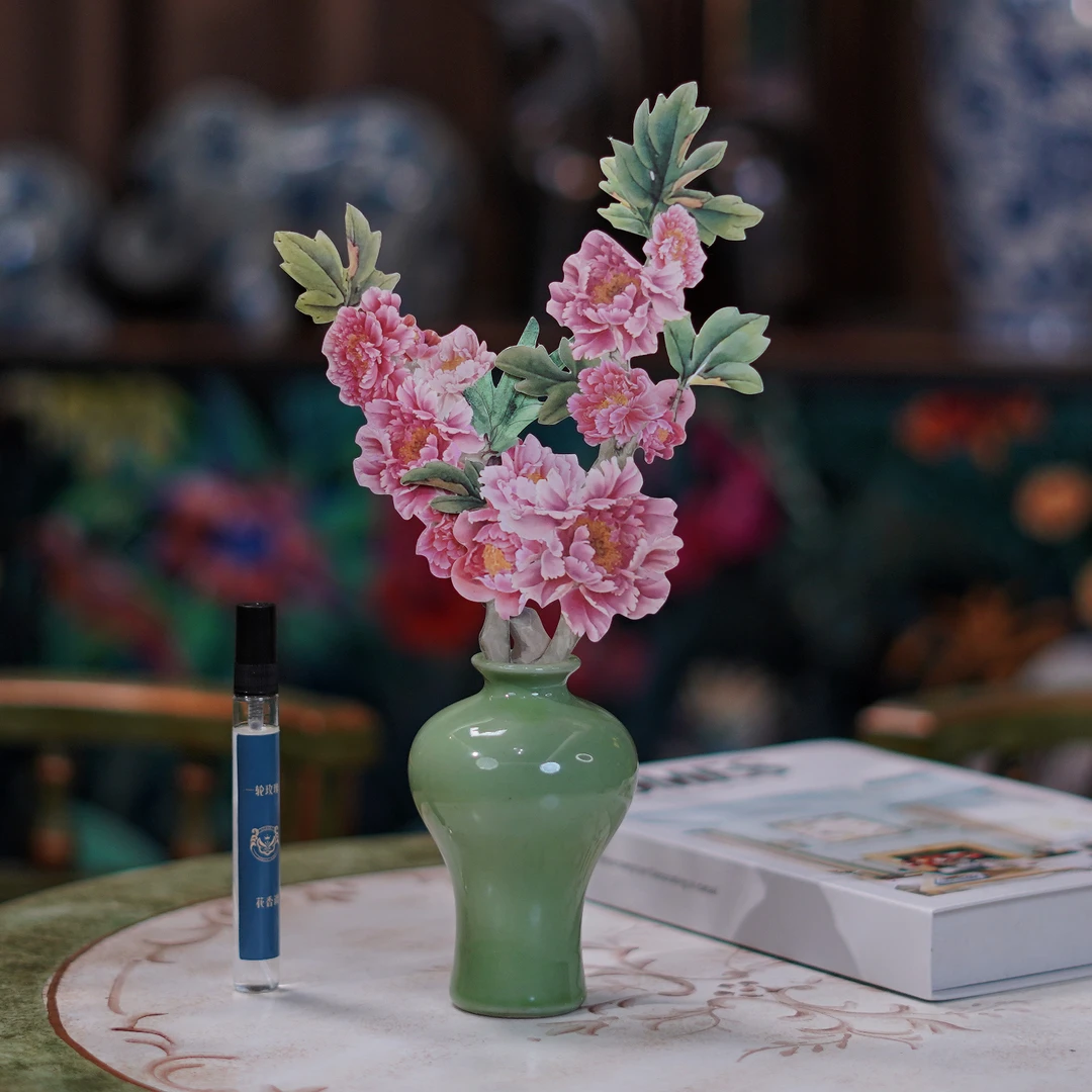 中式香薰摆件陶瓷美人瓶绿瓶散香片持久留香卧室客厅书房桌面摆件