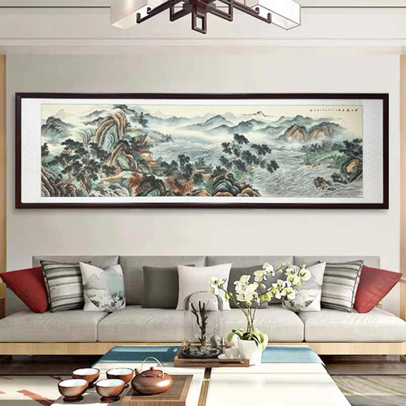 唐斌老师国画作品，溪山观潮图，纯手绘48平尺名师传统传承收藏