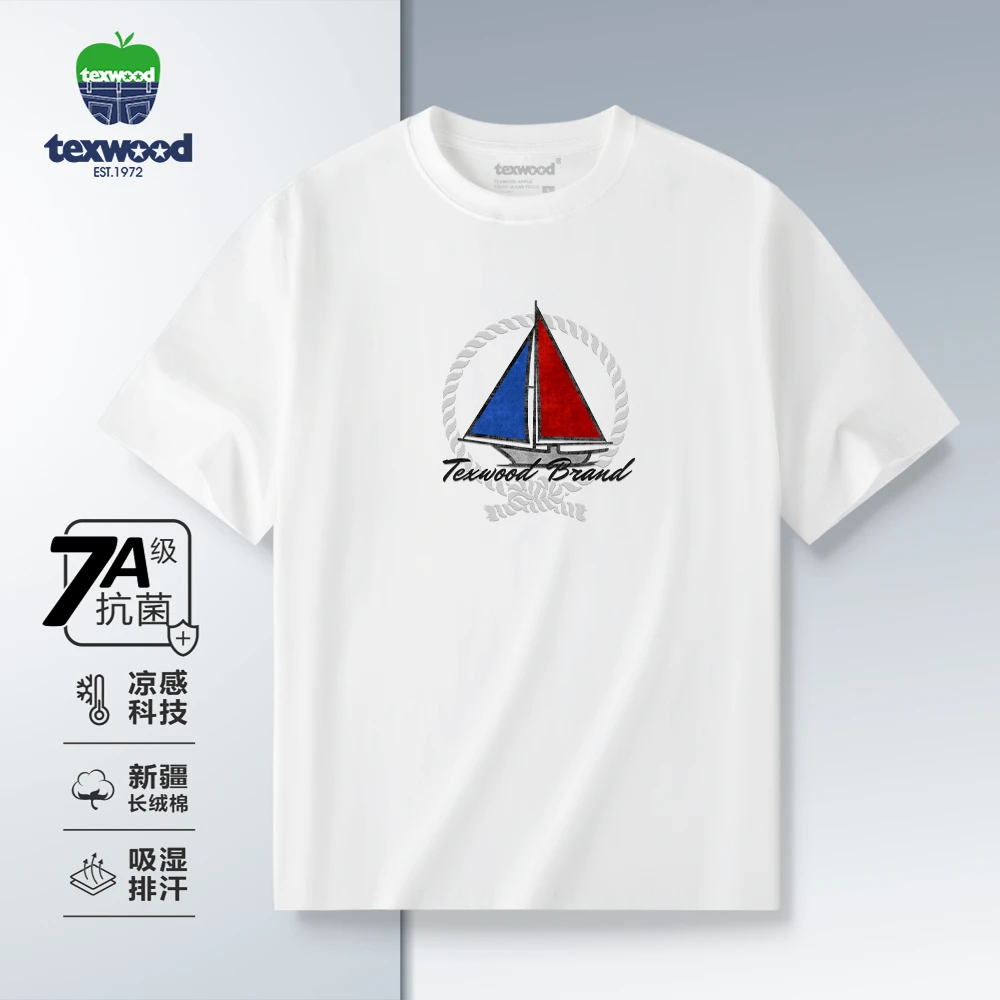 Texwood/德士活【大码男装】透气印花短袖夏季舒适宽松胖子T恤60071