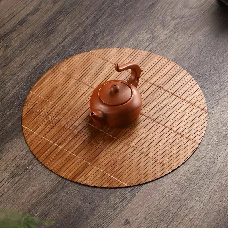 竹编茶垫茶席茶盘垫复古 圆形干泡茶杯垫 餐垫隔热垫定制直径23cm