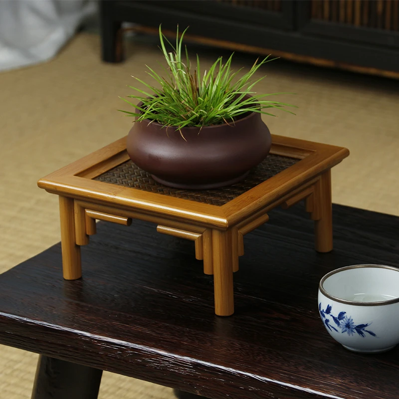 竹制兰花架老楠竹茶棚禅意菖蒲案头收纳茶架子茶道紫砂壶收纳桌面