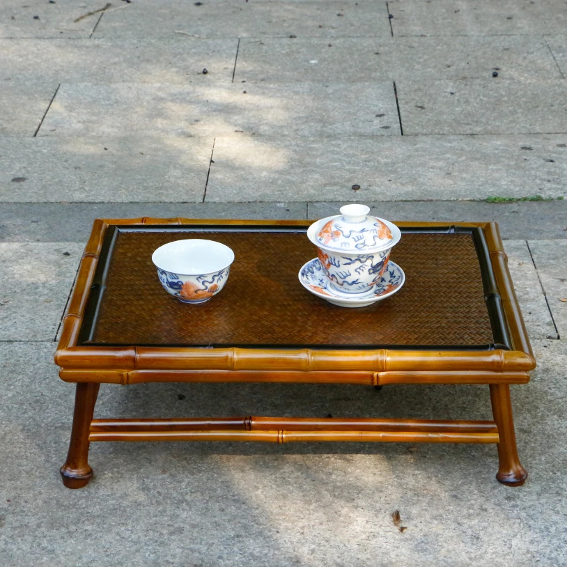 实心竹小茶桌家用禅意榻榻米茶台茶几长方形矮桌小炕桌子户外茶桌