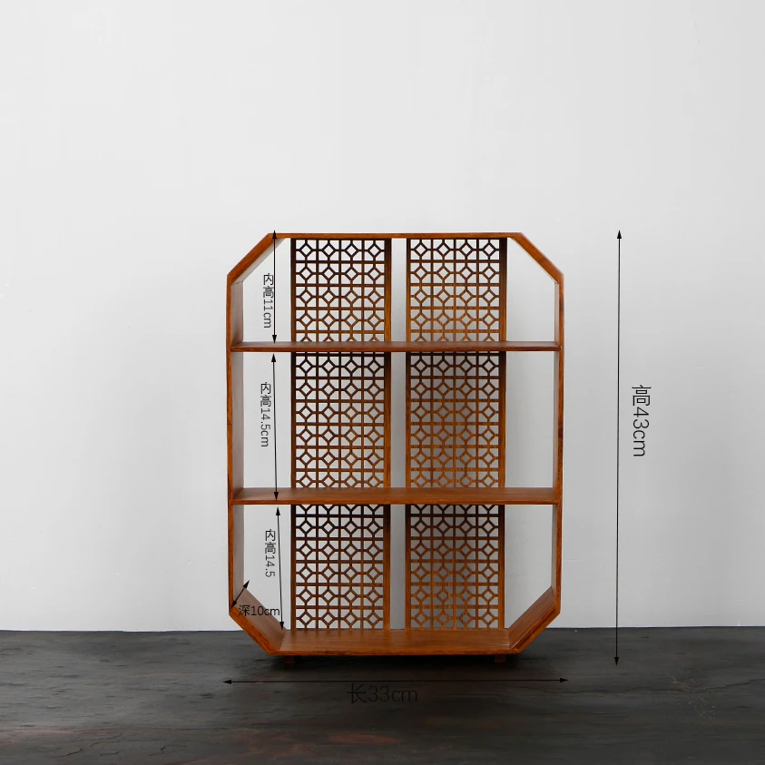 竹制镂空茶壶茶杯博古架置物架家用茶具收纳架展示架多宝格新中式