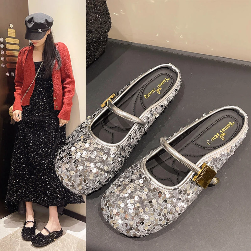 半拖鞋女夏外穿，爆款精品女鞋偶有微瑕！网红春夏尖头仙女风方头