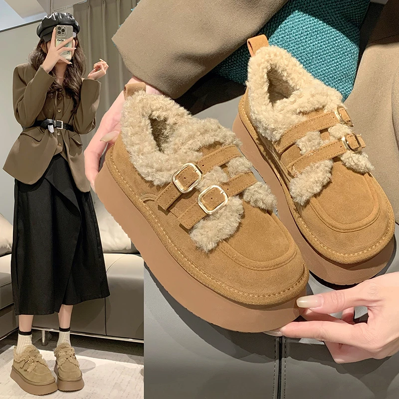 【萍萍推荐】5cm,冬季新款厚底雪地靴女保暖棉鞋面包鞋Z-1316