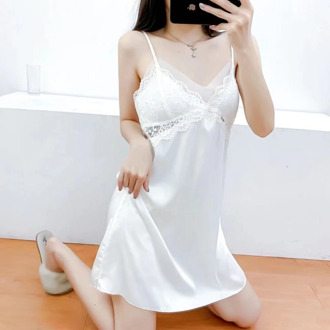 【指尖芭蕾】睡衣2024套装蕾丝睡裙夏季薄款法式纯欲美背时尚网红