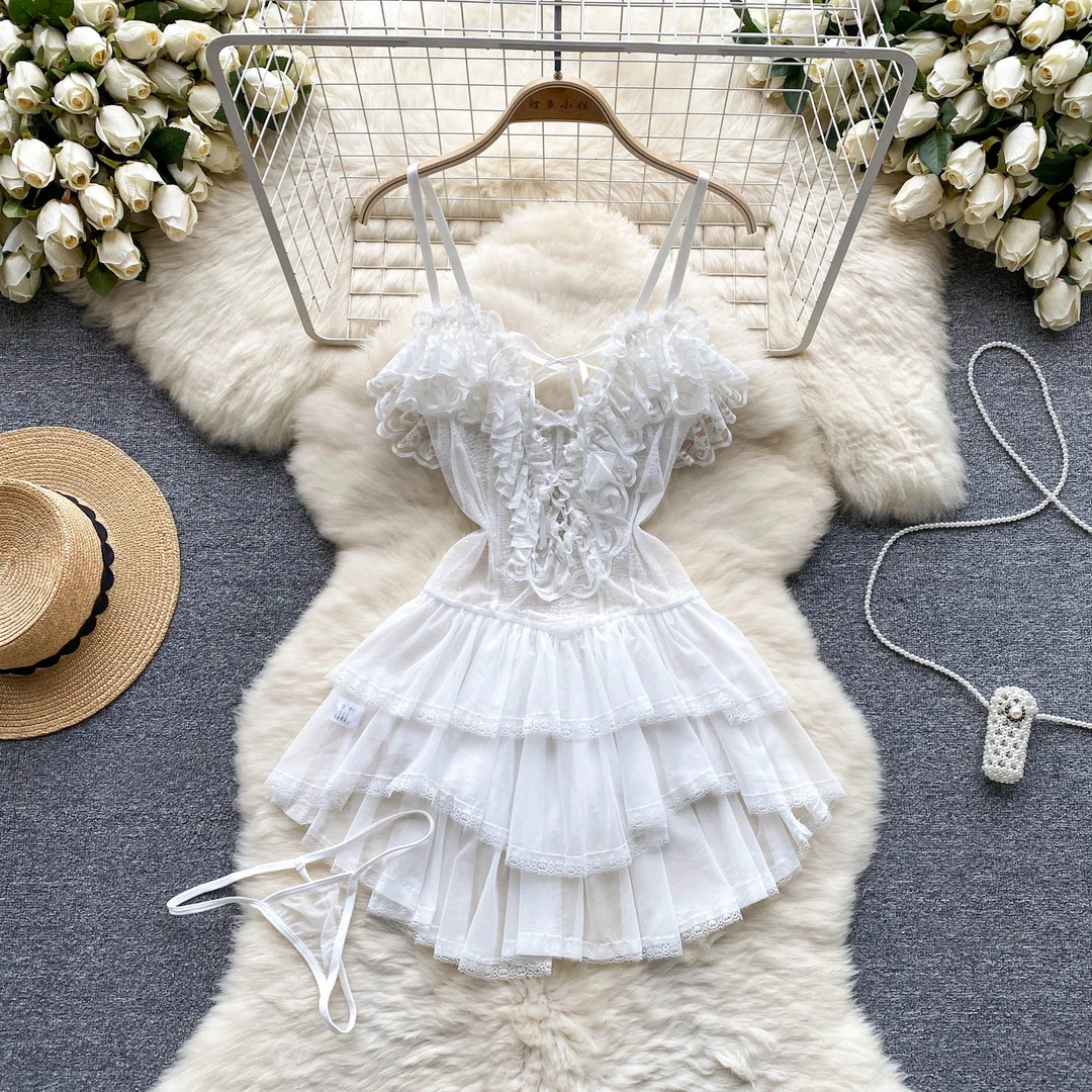 新款内衣性感蕾丝网纱睡裙火辣小胸制服睡衣