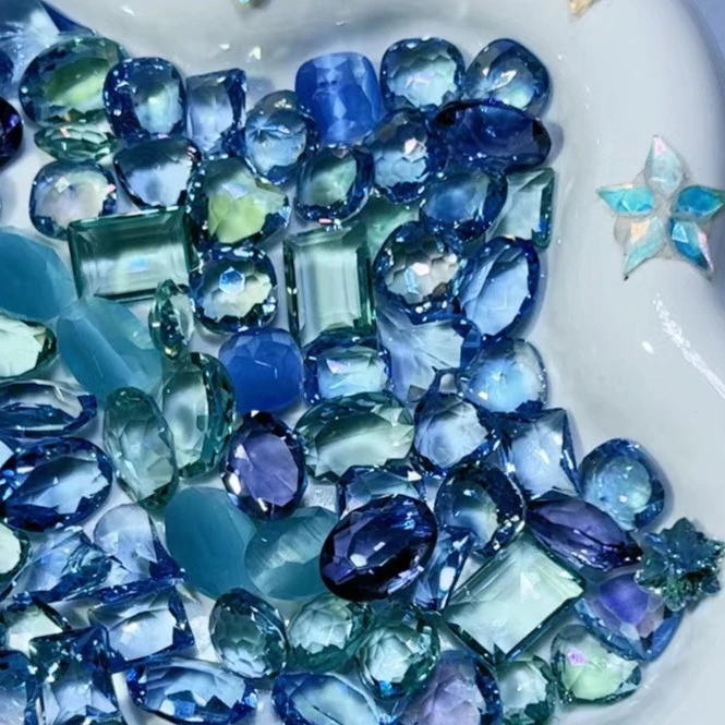 【薄荷青蓝黛】精品 水晶料 DIY美甲钻饰品配件