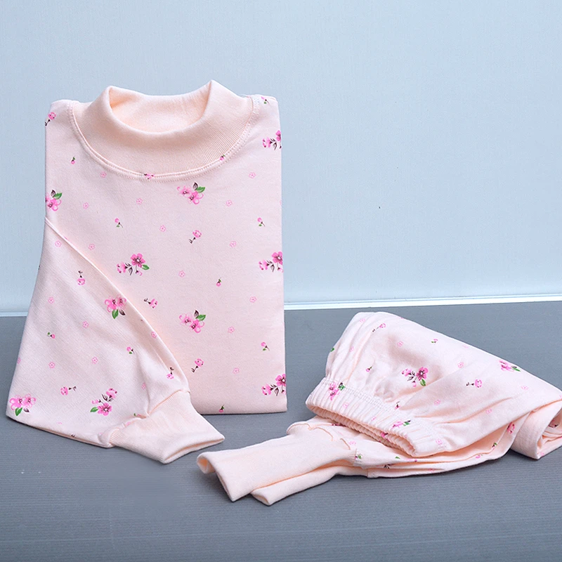 100%纯棉秋衣秋裤女全棉加厚打底内衣裤秋冬款中高领保暖套装