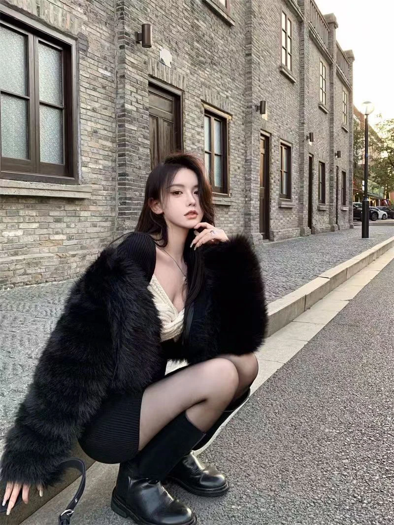 秋冬2023新款毛毛外套网红高级感短款外套女