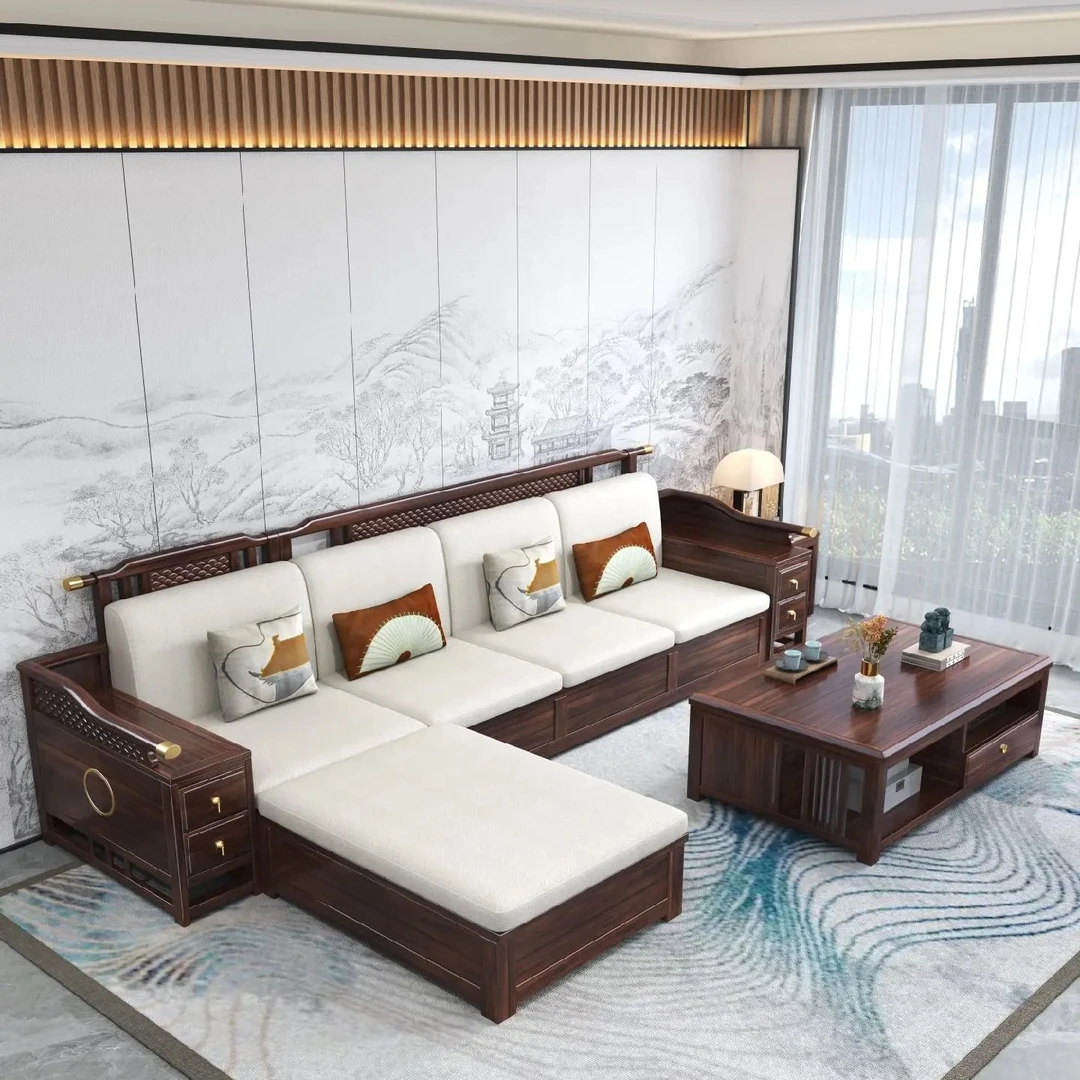 七字型家具工厂乌金木全实木沙发大小户型客厅高端家用工艺榫卯