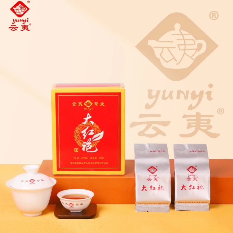 云夷茶业YY908大红袍 茶叶 武夷岩茶 盒装 一盒125克 四盒一手提