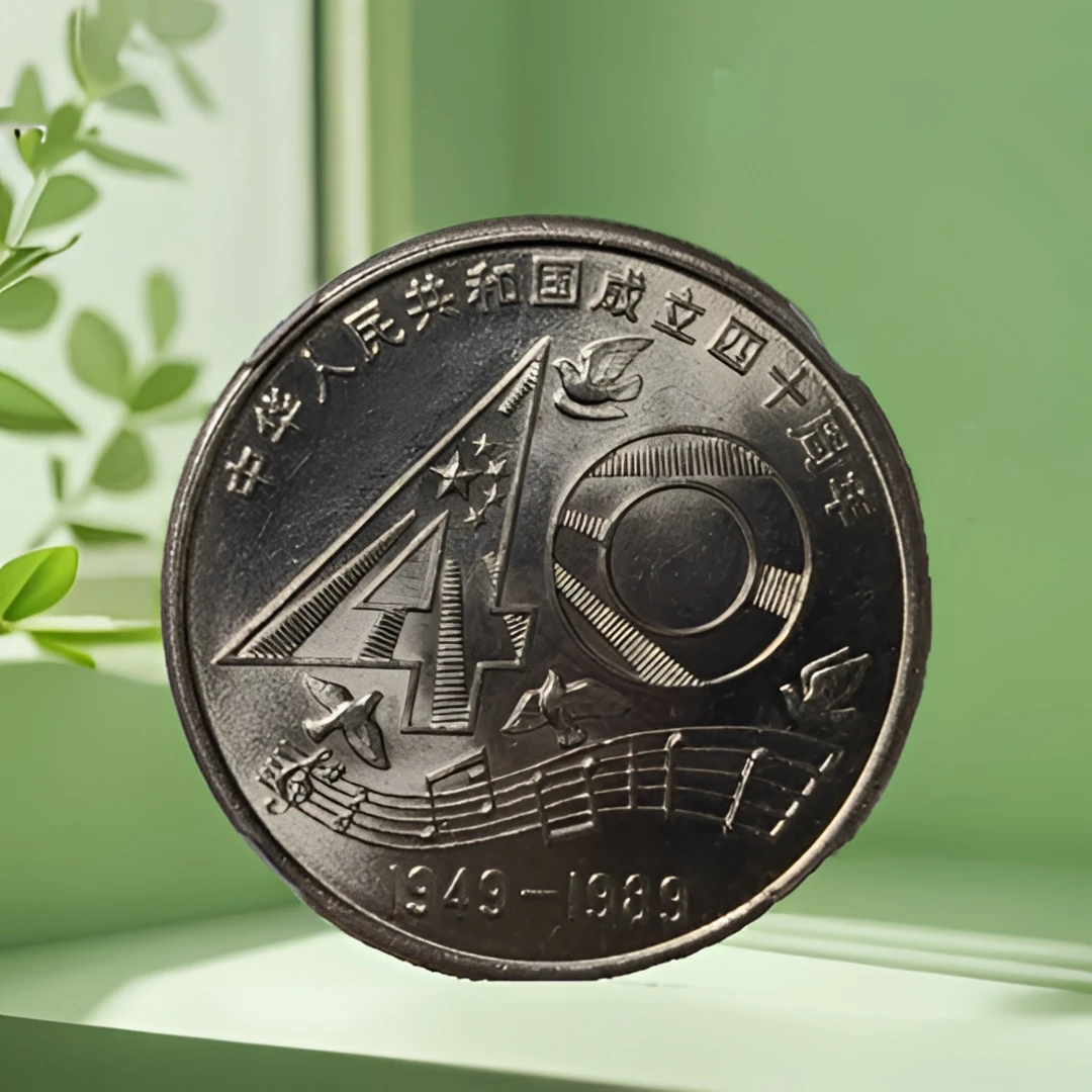 法定货币MS评级1989年建国40周年纪念币 四十周年大40纪念币 保真