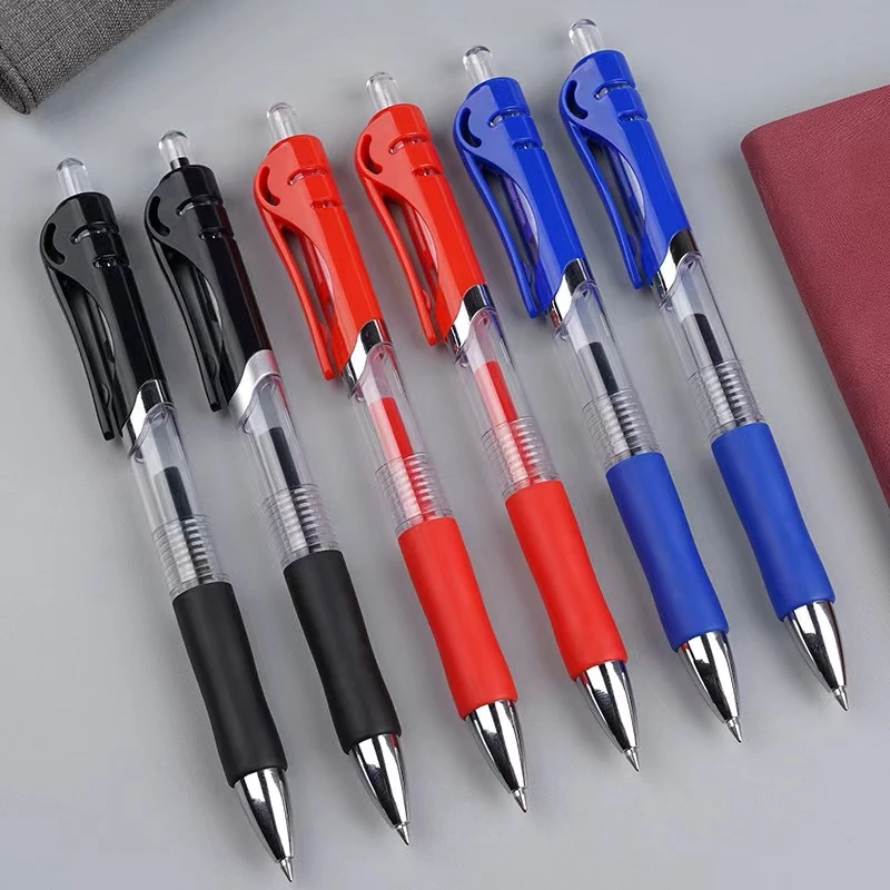 学习办公签字笔蓝色黑色书写练字按动签字小学生教师适用书写磨砂