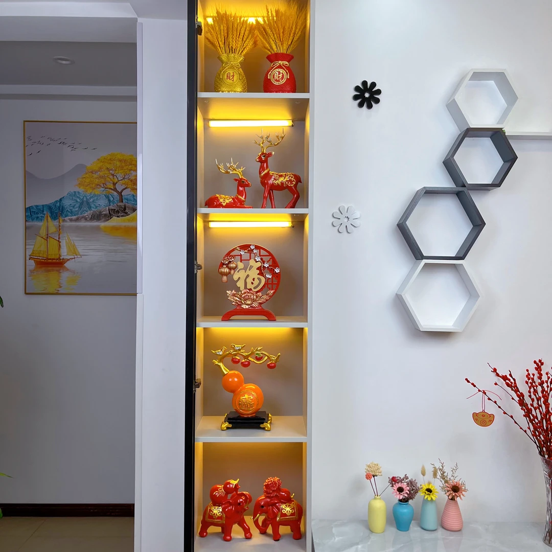 新款高颜值五格喜庆乔迁节日送礼玄关酒柜电视柜餐边柜装饰品摆件
