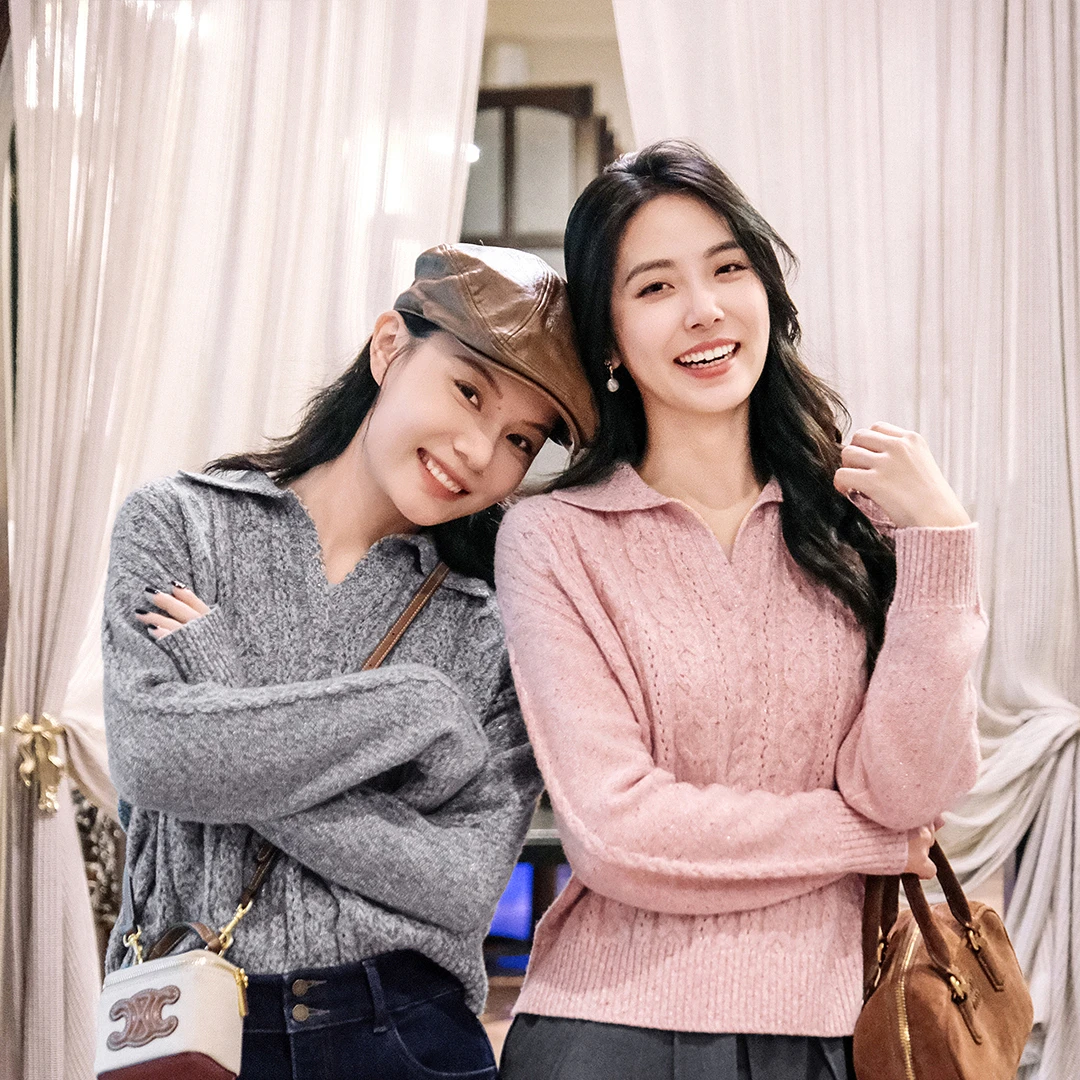 谭飞点彩毛衫官方秋冬新款老钱风宽松慵懒绵羊毛针织毛衣女