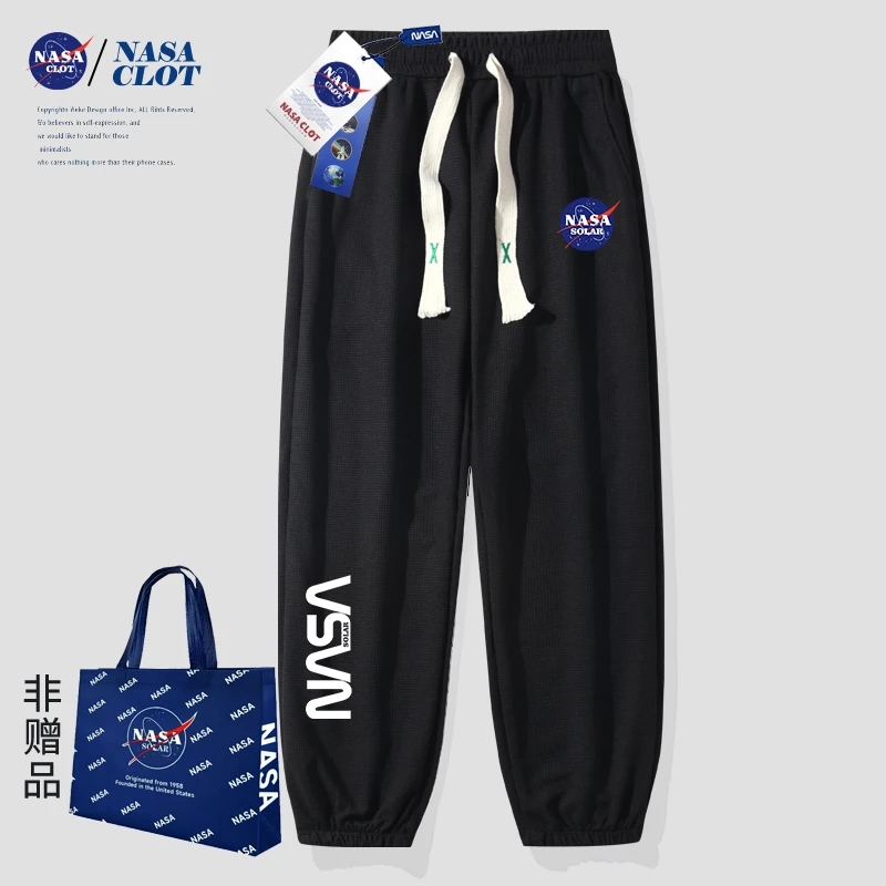 NASA 联名2023年新款夏季简约印花休闲运动潮牌街头抽绳透气卫裤
