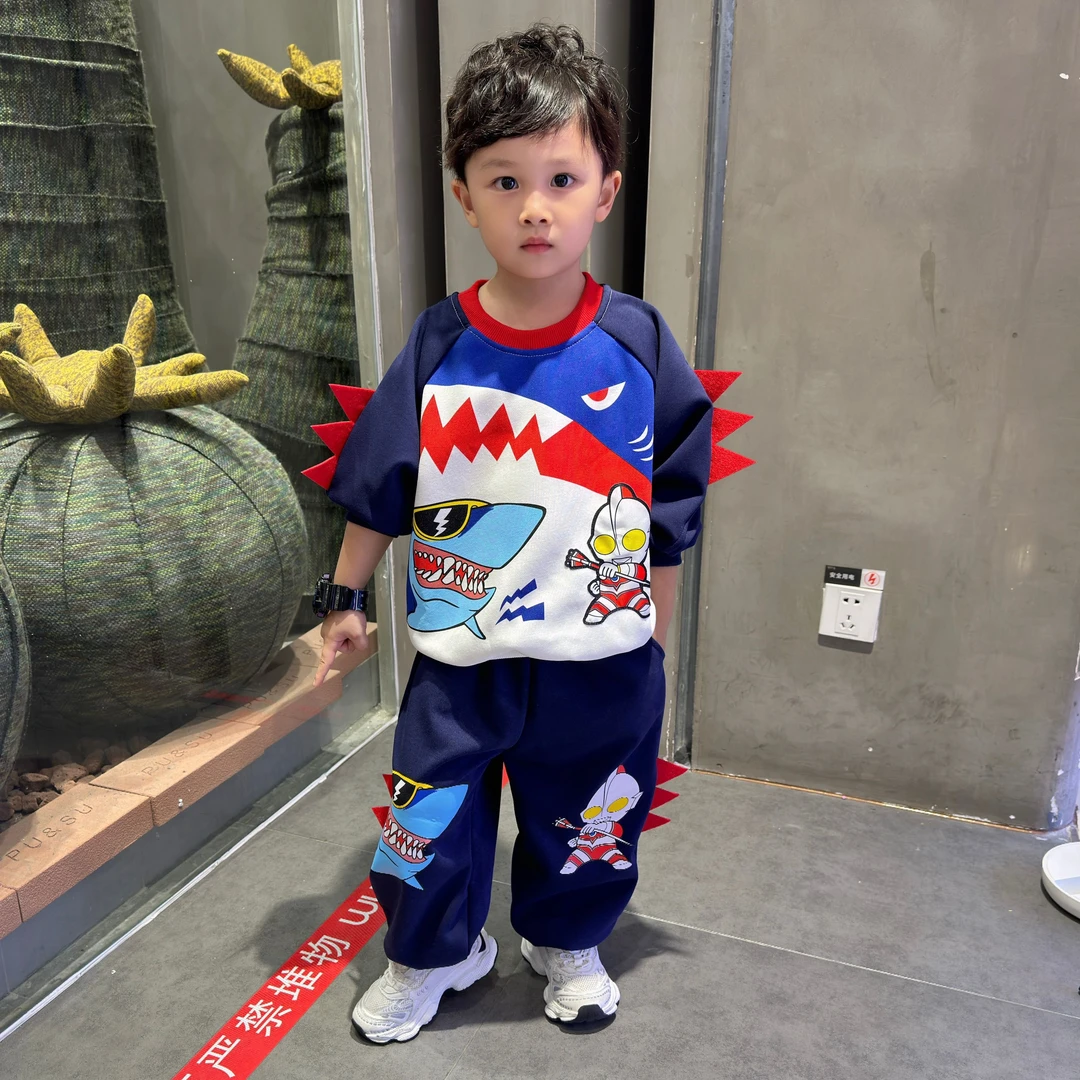 奥特曼男童春秋款套装2024新款痞帅小儿童宝宝秋季卫衣运动两件套