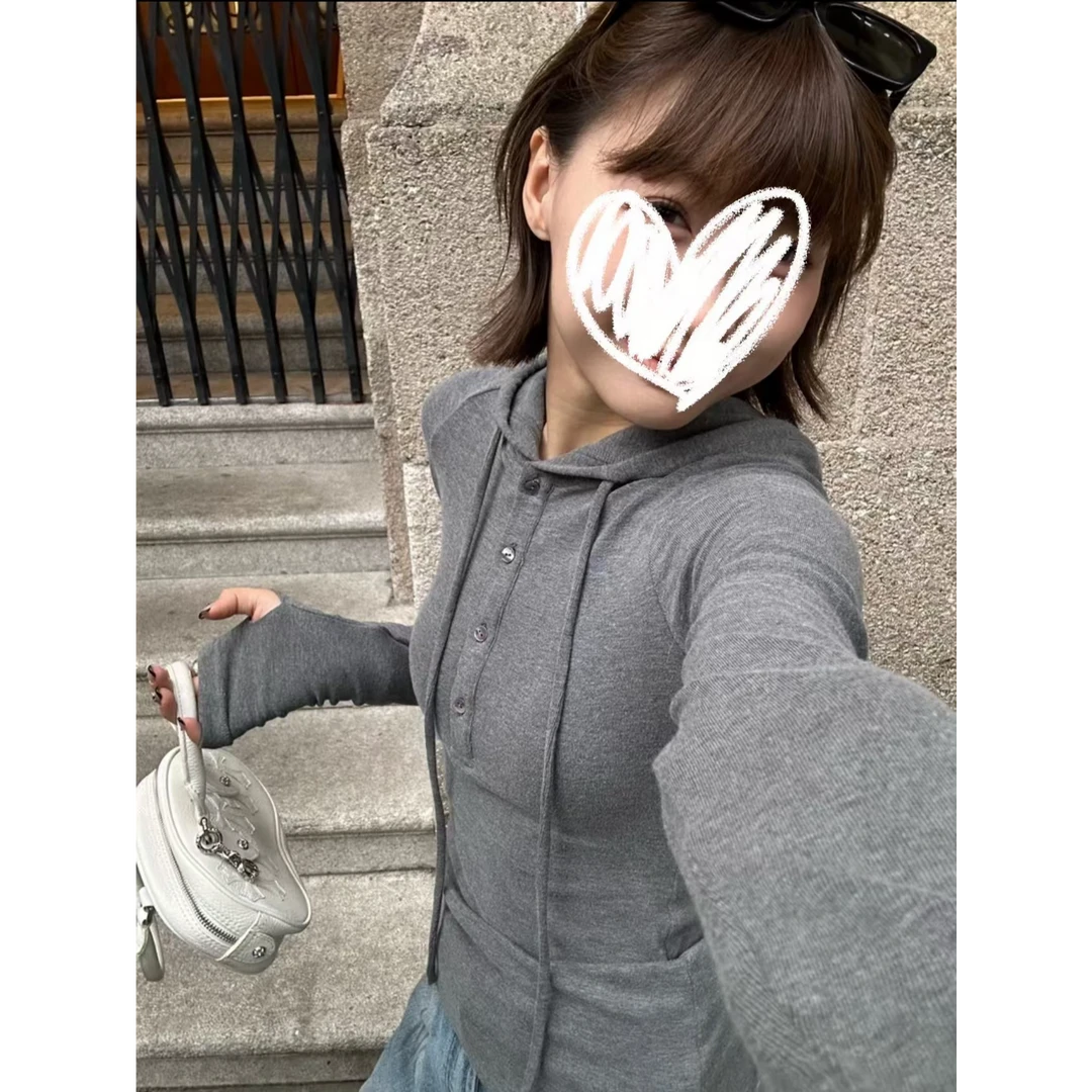 【连帽亨利衫】秋冬时尚修身设计感抽绳连帽卫衣打底气质休闲3144